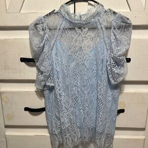 Elegant Blue Lace Women's Top